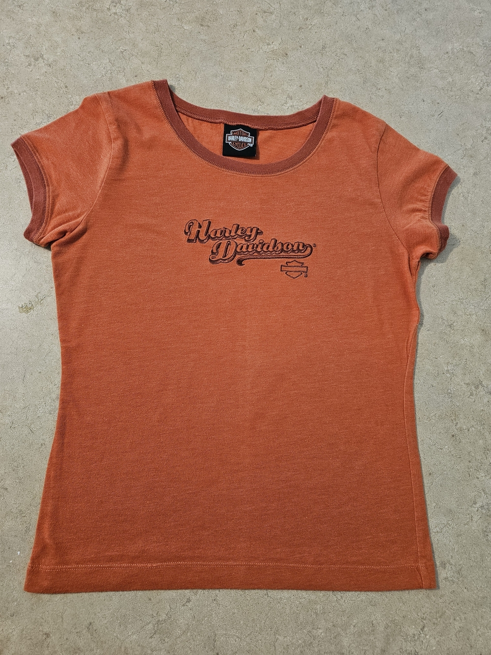 Harley-Davidson Womens Orange Ringer Logo Tee